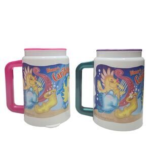2 Vintage Disney Caribbean Beach Resort Insulated Mugs The Little Mermaid 12 oz